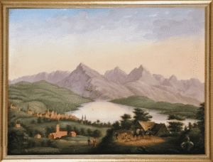 Bied. Landschaftsmaler, “Der Walchsee in Tirol m. Blick auf den Wilden Kaiser”