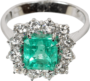 Smaragd – Ring, 14 Kt. Weißgold